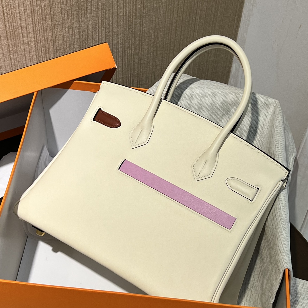 Hermes Birkin 30CM Swift Leather Handbag White 